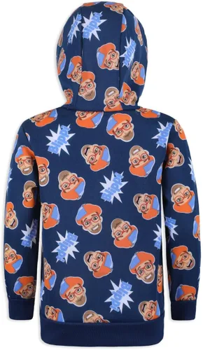 Vista 3 de Blippi Sudadera con capucha y cremallera para niños pequeños y pequeños, color azulnaranja