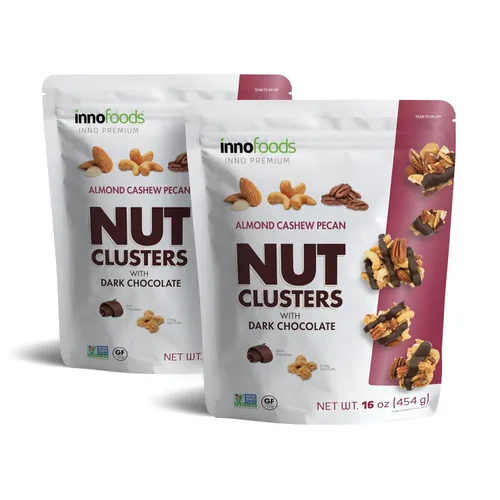 Vista 8 de Inno Foods - Racimos de nueces de chocolate oscuro, sin gluten, sin OMG, paquete de 3, 16 onzas cada uno