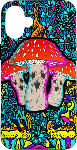 Vista 23 de Funda de regalo con ácido de seta, diseño psicodélico de cara aterradora con hongos mágicos para iPhone 17