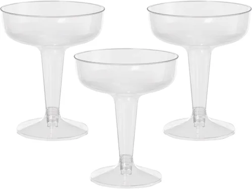 Vista 2 de Exquisite Paquete de 96 vasos de cóctel de plástico transparente resistente. Los vasos de cóctel desechables miden 4 pulgadas de alto con un borde