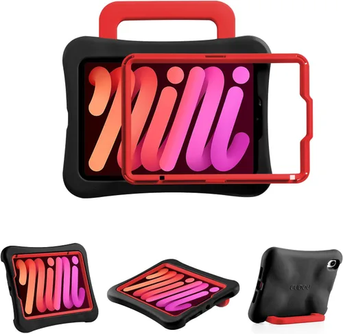 Vista 7 de Funda para Niños para iPad mini 7 (A17 Pro) 2024/iPad Mini6 2021, Peso Ligero Resistente/A Prueba de Golpes/A Prueba de Caídas con Asa/Soporte