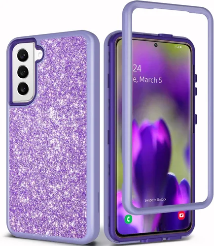 Vista 10 de Funda protectora completa con purpurina para Galaxy S22 Plus - Híbrido resistente, a prueba de golpes, transparente, brillante