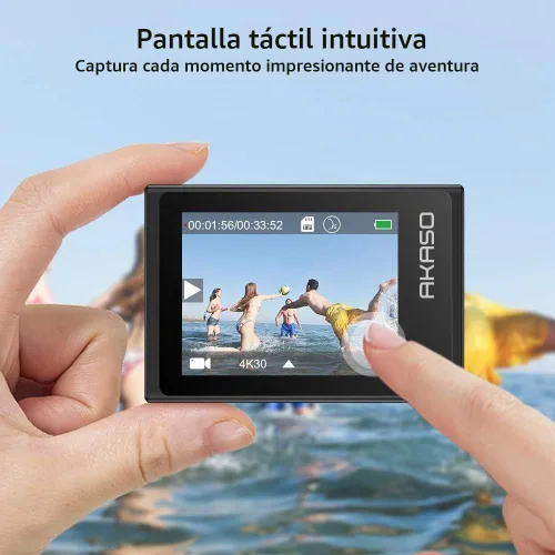 Vista 2 de AKASO Brave 6 Plus Native 4K30FPS 20MP Cámara de acción WiFi con pantalla táctil EIS 4X Zoom Control de voz Control remoto Cámara submarina de 131