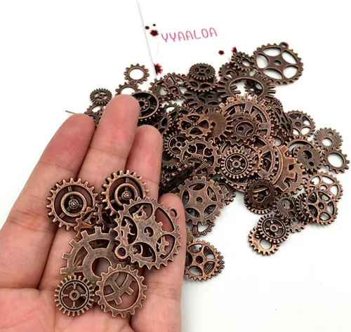 Vista 7 de Surtido de dijes con estilo Steampunk Y&Y (ruedas, engranajes o relojes), ideal para hacer manualidades y joyas