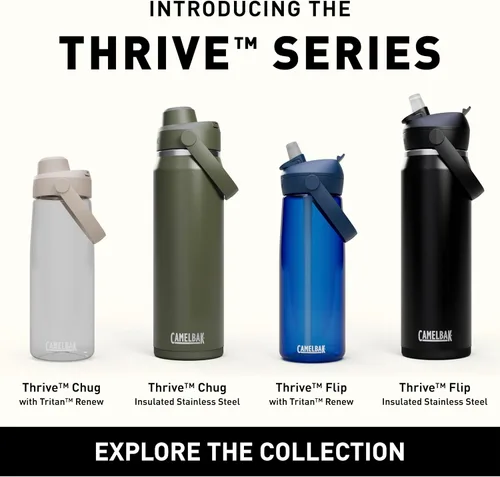 Vista 8 de CamelBak - Thrive - Botella de agua con tapa y pajilla, 20 onzas - Aislante de acero inoxidable, color negro