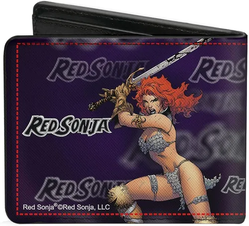 Vista 2 de Buckle-Down Men's Standard Bifold Wallet Red Sonja