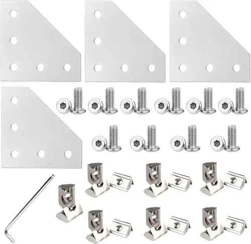 Vista 11 de 4 juegos de soportes de esquina de 4040 con 5 agujeros en forma de L, placas de unión para accesorios de extrusión de aluminio 4040 en negro (L)