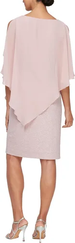 Vista 2 de S.L. Fashions Vestido corto de madre de la novia con superposición asimétrica para mujer