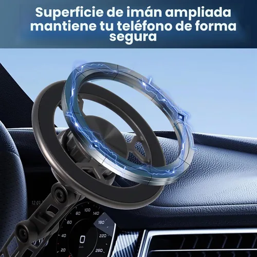Vista 3 de Soporte magnético de teléfono para automóvil 360 con succión de vacío ajustable para iPhone 17 Pro Max 16 15 14 13 12 Air Plus