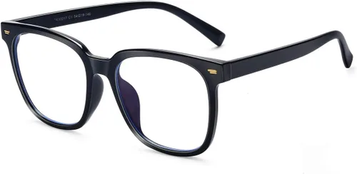 Vista 6 de PANNER Gafas cuadradas de gran tamaño con bloqueo de luz azul antideslumbrante para computadora Negro