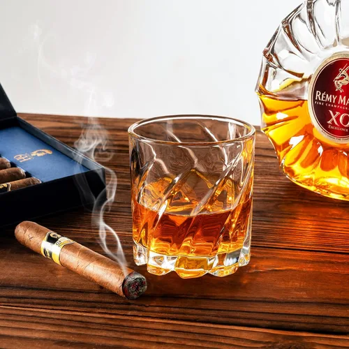 Vista 5 de FrutPunch Juego de 2 Vasos Giratorios de Whisky, Vaso Old Fashioned Giratorio, Bourbon, Cóctel, Vasos Rock para Bar, Fiesta y Hogar, Regalo