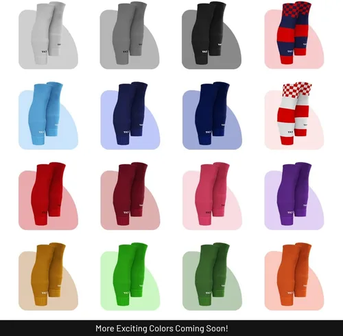 Vista 6 de Tekkerz Manga de pierna de más de 20 variaciones de color compatible con calcetines de agarre para fútbol, fútbol, hockey, rugby