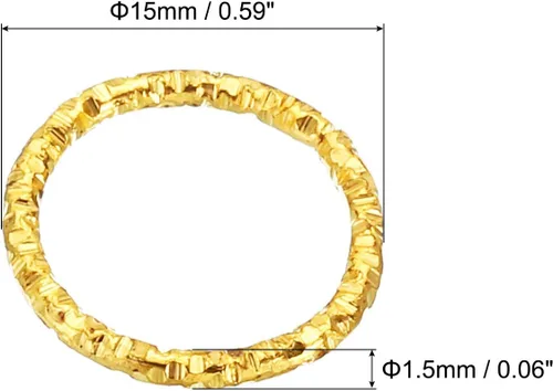 Vista 2 de PATIKIL Anillo con dije de copa de vino de 0.05 x 0.59 pulgadas, paquete de 100 aretes de metal con cuentas trenzadas, anillos abiertos, dorado