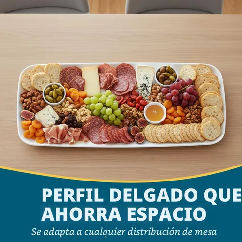 Vista 3 de Bandeja rectangular blanca para servir (paquete de 2) – Bandeja desechable de 17.5 pulgadas para aperitivos, frutas y platos para servir, bandeja