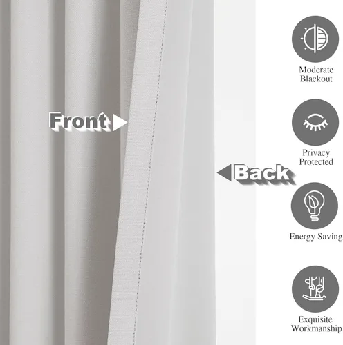 Vista 5 de Flyfun Cortinas opacas de 63 pulgadas de largo, juego de 2 paneles, cortinas con aislamiento térmico para sala de estar/dormitorio, bolsillo