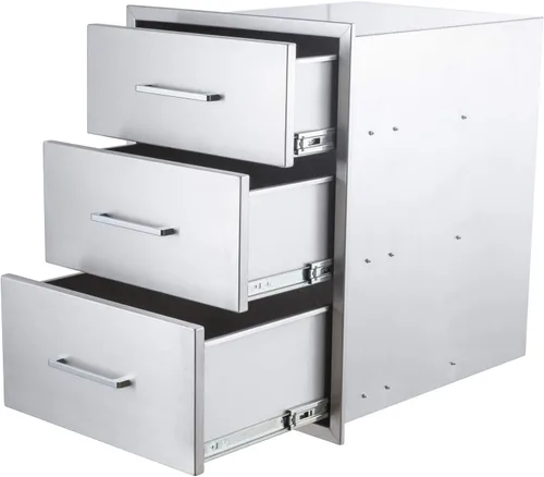Vista 16 de Cajones de cocina para exteriores, acero inoxidable, 14 pulgadas de ancho x 8-1/2 pulgadas de alto x 23 pulgadas de profundidad, montaje empotrado