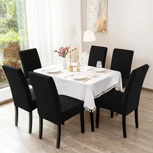 Vista 3 de Paquete de 4 fundas protectoras para sillas de comedor, tela elástica de elastano, lavables a máquina, fundas de asiento extraíbles para el hogar
