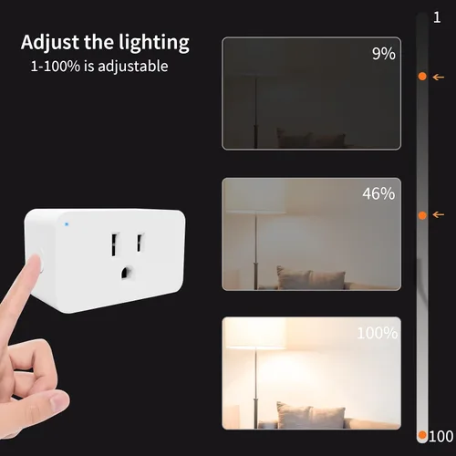 Vista 3 de Smart Dimmer Plug, 2.4G Wi-Fi regulable Smart Plug, interruptor de 2 vías, control de voz, blanco App Remote Control, No Hub Required, Set