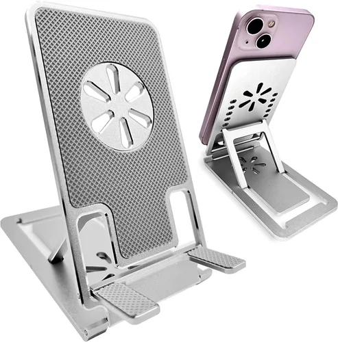 Vista 8 de Soporte de teléfono celular para escritorio, soporte ajustable de metal de alta calidad, soporte resistente para escritorio de oficina, accesorios