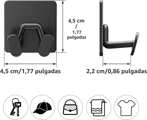 Vista 4 de Ganchos Adhesivos para Ducha para Interior - Extra Pegajosos de Acero Inoxidable, Soporte para Maquinilla de Afeitar, Accesorios de Ducha, Ganchos