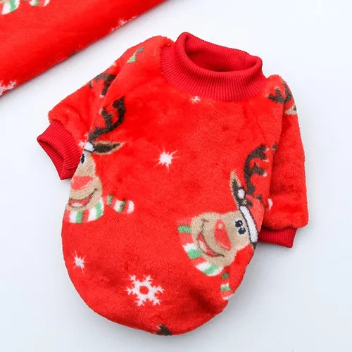 Vista 5 de Ropa para perros, pijamas de Navidad para perros, ropa de bulldog francés, abrigos cálidos con patrón de ciervos para cachorros, perros pequeños