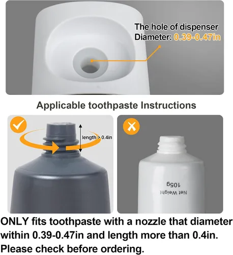 Vista 6 de iHave - Dispensador de pasta de dientes para montaje en pared para baño, exprimidor automático de pasta de dientes (gris)
