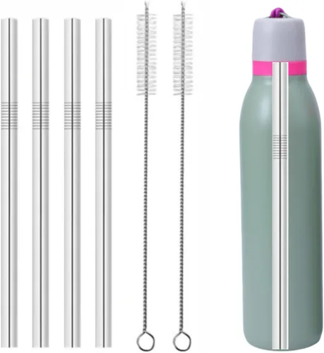 Vista 12 de Pajitas de repuesto de metal compatibles con vaso de acero inoxidable Owala Kids con aislamiento térmico de acero inoxidable de 12 oz/15 onzas