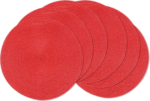 Vista 23 de AHHFSMEI Juego de 6 manteles individuales redondos trenzados de 15 pulgadas para mesas de comedor, tejido natural, resistentes al calor, color beige