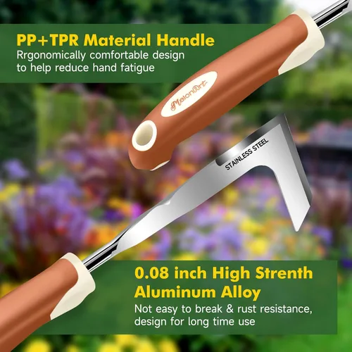 Vista 4 de MelonArt - Juego de herramientas de jardín, kit de 10 piezas de herramientas de mano de jardinería resistentes para mujeres, de aluminio con mango