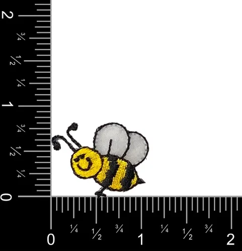 Vista 2 de Parche bordado para planchar en miniatura de abeja sonriente pequeña (1)