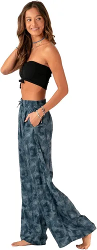 Vista 3 de Lotus and Luna Pantalones de pierna ancha con cordón para mujer, pantalones tailandeses para playa y descanso, cintura alta, pantalones bohemios