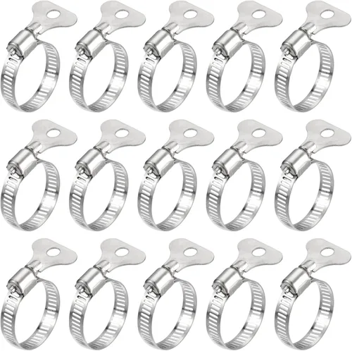 Vista 10 de uxcell Abrazadera de manguera de engranaje sin fin, 15 abrazaderas de manguera de acero inoxidable ajustables de 1 a 1 1/2 pulgadas para asegurar