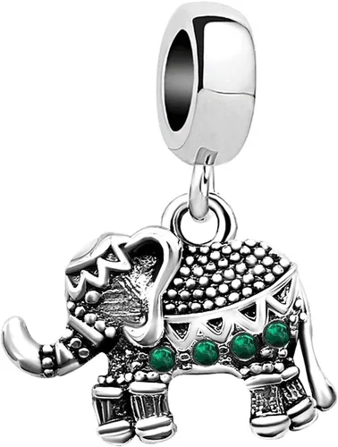 Vista 10 de KunBead Dijes colgantes de cumpleaños con piedra natal de elefante compatibles con pulsera Pandora para mujer Abril