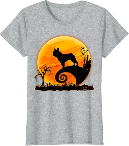 Vista 26 de Camiseta divertida de disfraz de Halloween para perro y luna de Bulldog francés, Negro, S