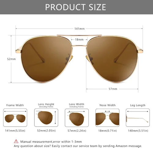 Vista 6 de SUNGAIT Women's Lightweight Oversized Aviator Sunglasses - Mirrored Polarized Lens