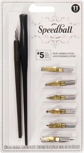 Vista 4 de Speedball B-Series Juego de Plumas de Caligrafía - 1 Portaplumas con 6 Plumillas