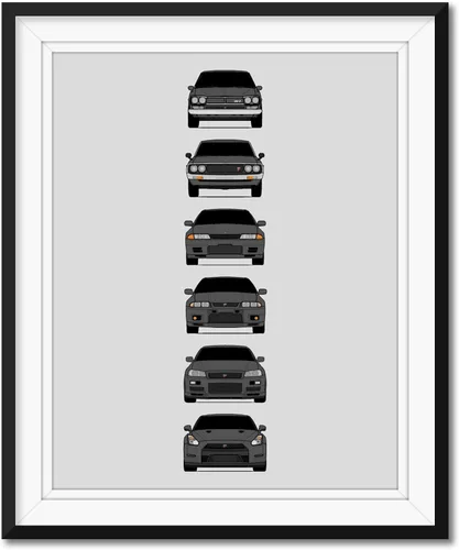 Vista 6 de Custom Car Posters Handmade Poster compatible with Nissan Skyline GT-R and Print of Nissan Skyline GTR (KPGC10, KPGC110, R32, R33, R34, R35)