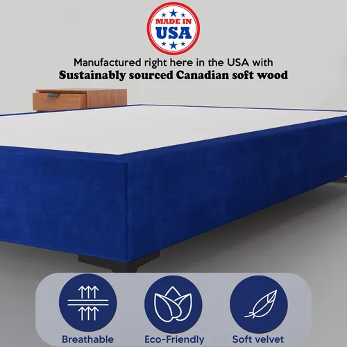 Vista 6 de Greaton, Cama de plataforma de madera de terciopelo de alta calidad de 15 pulgadas, duradera, elegante, opciones de multicolor, no necesita somier
