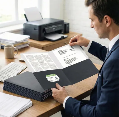 Vista 6 de Zzrywuty 100 Paquetes de Carpetas de Archivo de Dos Bolsillos con Ranura para Tarjetas de Visita, Papel Texturizado, Tamaño Carta, Capacidad