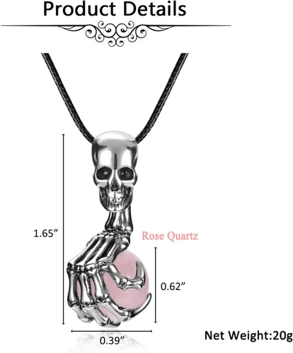 Vista 6 de Jovivi Collar con colgante de bola de cristal envuelto para hombres y mujeres, piedras preciosas naturales, amuleto curativo, collar de cuarzo