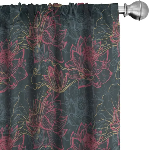Vista 38 de Ambesonne - Paquete de cortinas de ventana de invierno de 2 unidades, cristales ornamentales de hielo con tiempo frío de enero abstracto, juego