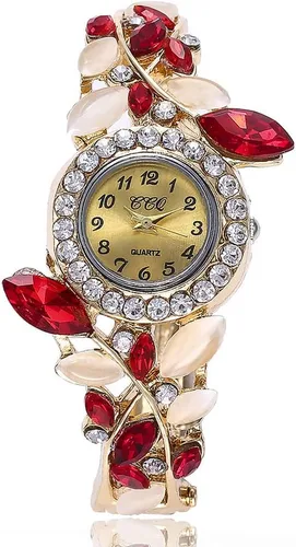 Vista 7 de Weicam Pulsera de lujo para mujer, 5 unidades, diseño de flor de diamante, retro, al por mayor, joyería, 幸运赛车走势图, Movimiento de cuarzo