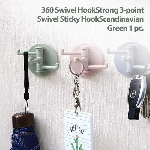 Vista 5 de Ganchos de pared adhesivos giratorios de 360°, estante de gancho de baño sin taladro, ganchos adhesivos fuertes para toallas y accesorios de baño