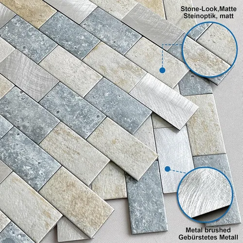 Vista 2 de Azulejos adhesivos de ladrillo para salpicaduras de cocina, azulejos impermeables para salpicaduras de baño (5 hojas, azul gris)