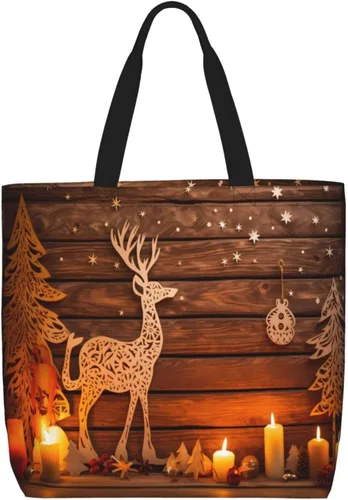 Vista 11 de Bolsa de mano de girasoles negros para mujer, bolsas reutilizables para compras de comestibles con cremallera, bolsa de hombro casual Hojas de otoño