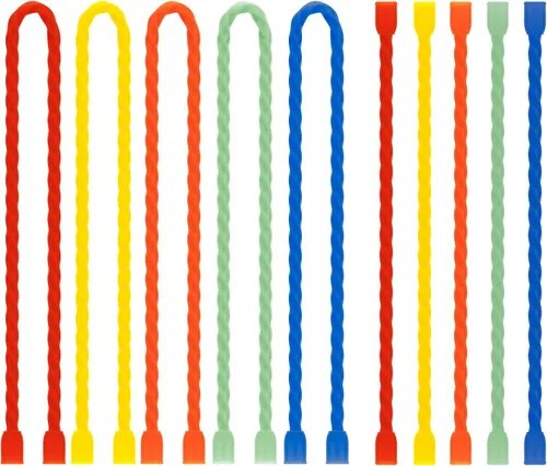 Vista 12 de 20 PCS bridas de silicona para cables, reutilizables, de goma con torsión, flexibles, con núcleo de acero, para agrupar y sostener, ataduras