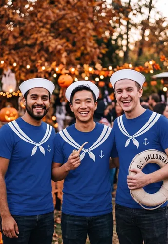 Vista 4 de Tstars Camisa náutica marinera para hombre, camiseta de capitán ancla azul marino para Halloween, despedida de soltero o evento temático