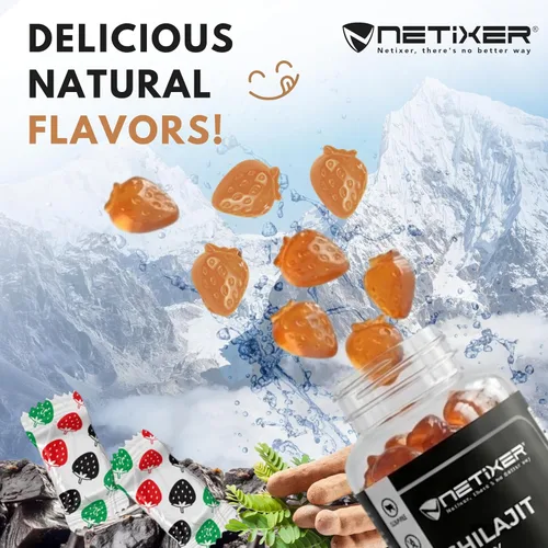 Vista 3 de Gomitas Shilajit – Sabor Tamarindo – 60 unidades – Apoya la energía, la resistencia y la vitalidad – Vegana, sin gelatina, sin gluten, sin OMG – 60