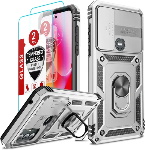 Vista 88 de LeYi Funda para Moto G Stylus 2022 4G (no compatible con 5G), funda para Moto G Stylus con 2 protectores de pantalla, funda protectora de grado Oro