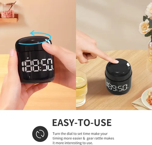 Vista 2 de Temporizador Digital de Cocina, Temporizador de Cuenta Regresiva y Progresiva con Pantalla LED Grande, Ajuste de Volumen, Temporizador para Cocinar